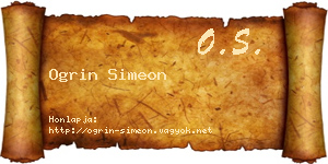 Ogrin Simeon névjegykártya